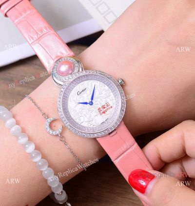 Higher Quality Cartier Ladies 35mm Watch Stainless Steel Diamond